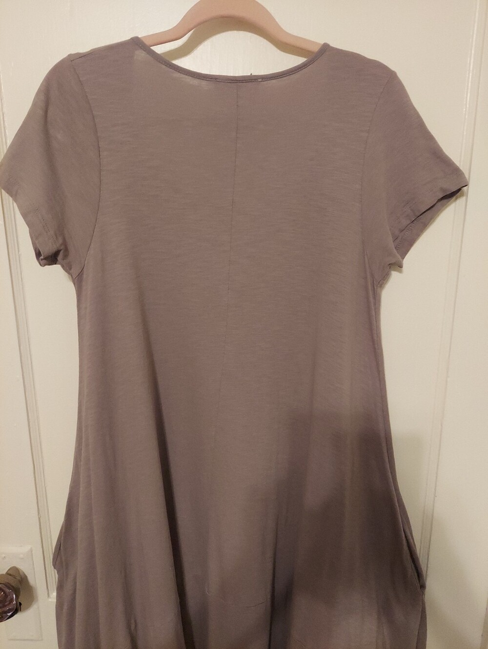 Verandah By Vina Dress Womens Medium/Large Taupe 100%Cotton Lagenlook Pockets - Picture 6 of 8